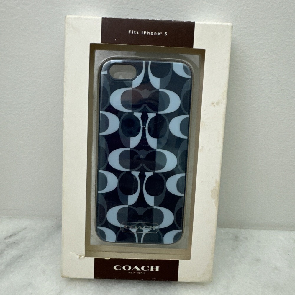 Coach Signature iphone 5 Fitted Plastic Cover Black Gray NEW In Box